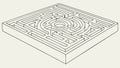 Minimalist Line Art of a Complex Square Labyrinth vector design Generative AI Royalty Free Stock Photo