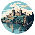 Minimalist Line Art Of Conwy Castle: Capturing The Essence Of Form And Structure
