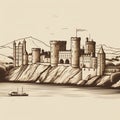 Minimalist Line Art Of Conwy Castle