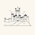 Minimalist Line Art: Conwy Castle Vector Illustration