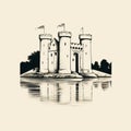 Minimalistic Castle Drawing With Reflections And Mirroring Royalty Free Stock Photo