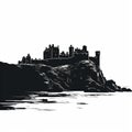Minimalist Line Art Of Dunluce Castle