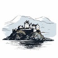 Minimalist Line Art Of Eilean Donan Castle