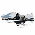 Minimalist Line Art Of Eilean Donan Castle