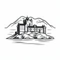 Minimalist Line Art Of Eilean Donan Castle