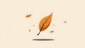 Minimalist Line Art of a Falling Leaf in Motion Royalty Free Stock Photo