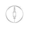 Minimalist line art icon of an audio jack plug connector inside a simple circle frame Royalty Free Stock Photo