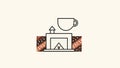 Cozy Hearth and Coffee Icon with Batik Pattern Royalty Free Stock Photo