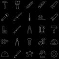 Minimalist Line Art Icon Set of Construction and DIY Hand Tools Royalty Free Stock Photo