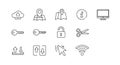 Minimalist Line Art Icons Set: Cloud, Map, Key, and Technology Essentials Royalty Free Stock Photo