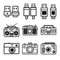 Minimalist Line Art Icons: 9 Sleek Outline Designs for Electronics & Media