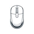 Minimalist line art illustration of a computer mouse. Top view icon of a digital pointing device Royalty Free Stock Photo