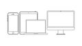 A minimalist line art illustration displaying various modern electronic devices for responsive design and technology concepts Royalty Free Stock Photo