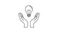 Hands Holding Light Bulb Idea Outline Icon Royalty Free Stock Photo