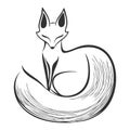 Minimalist line art illustration of a stylized fox silhouette. Royalty Free Stock Photo