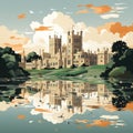 English Countryside Castle Painting With Pop Art Flair