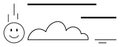 Minimalist Line Art with Smiling Face, Cloud, and Motion Lines for Concepts of Positivity and Speed Royalty Free Stock Photo