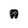 Minimalist Line Art Tooth Logo with MS Initials Royalty Free Stock Photo