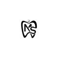 Minimalist Line Art Tooth Logo with MS Initials Royalty Free Stock Photo