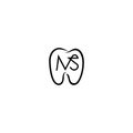 Minimalist Line Art Tooth Logo with MS Initials Royalty Free Stock Photo