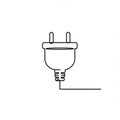 Minimalist line art of a two-pin electrical plug with a wire extending from it. The design Royalty Free Stock Photo