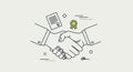 Minimalist Line Art Vector of Business Handshake and Contract Completion Royalty Free Stock Photo