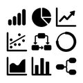 Minimalist Line Business Statistic and Data Analytics Chart Icon Set Royalty Free Stock Photo