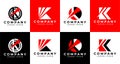 Minimalist line consulting letter K logo design. Technology initial K logo brand