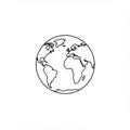 Minimalist line drawing of a globe centered on the Atlantic Ocean. Continents include Royalty Free Stock Photo