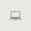 Minimalist line drawing of a laptop centered on a plain background. The design Royalty Free Stock Photo