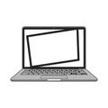 Minimalist line drawing of a laptop with an open screen and keyboard Royalty Free Stock Photo