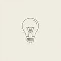 Minimalist line drawing of a light bulb centered on a plain background. The bulb features Royalty Free Stock Photo