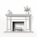 Minimalist Line Drawing Of Mantle Set On White Background