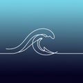 A minimalist line drawing of an ocean wave against a gradient background Royalty Free Stock Photo