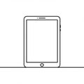 Minimalist line drawing of a tablet with a blank screen, featuring a circular home Royalty Free Stock Photo