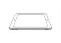 Minimalist line drawing of a tablet in landscape orientation. The device features a Royalty Free Stock Photo
