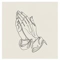 A minimalist line drawing of two hands clasped together in a praying position. The Royalty Free Stock Photo