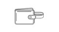 Minimalist line drawing of a wallet with an attached strap. The wallet is depicted Royalty Free Stock Photo