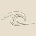 A minimalist line drawing of a wave, capturing the fluid motion with a single continuou Royalty Free Stock Photo