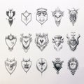 Minimalist Line Drawings Of Conceptual Shield Tattoos