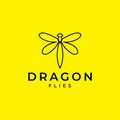 Minimalist line flying dragonfly logo design Royalty Free Stock Photo