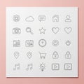 Minimalist line icons displayed on a white square panel with a Royalty Free Stock Photo