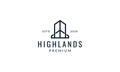 Minimalist line outline building skyscraper logo vector icon illustration design