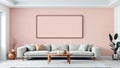 Minimalist living room with blank frame mockup, generative ai Royalty Free Stock Photo