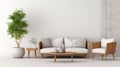 Minimalist Living Room 3d Render With Serene Asian-inspired Design