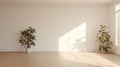 Minimalist Living Room With Potted Plant: High-quality Realistic Photography