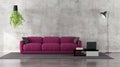 Minimalist living room with purple sofa Royalty Free Stock Photo