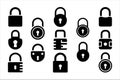 Minimalist lock and unlock icon set. Modern open and closed padlock or security or Safety icon sets for app, ui, website and logo Royalty Free Stock Photo