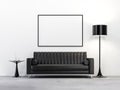 Minimalist loft style living room with blank picture frame 3d render Royalty Free Stock Photo