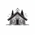 Minimalist Log House Illustration: Clean Vector Art For Cabincore Aesthetics Royalty Free Stock Photo